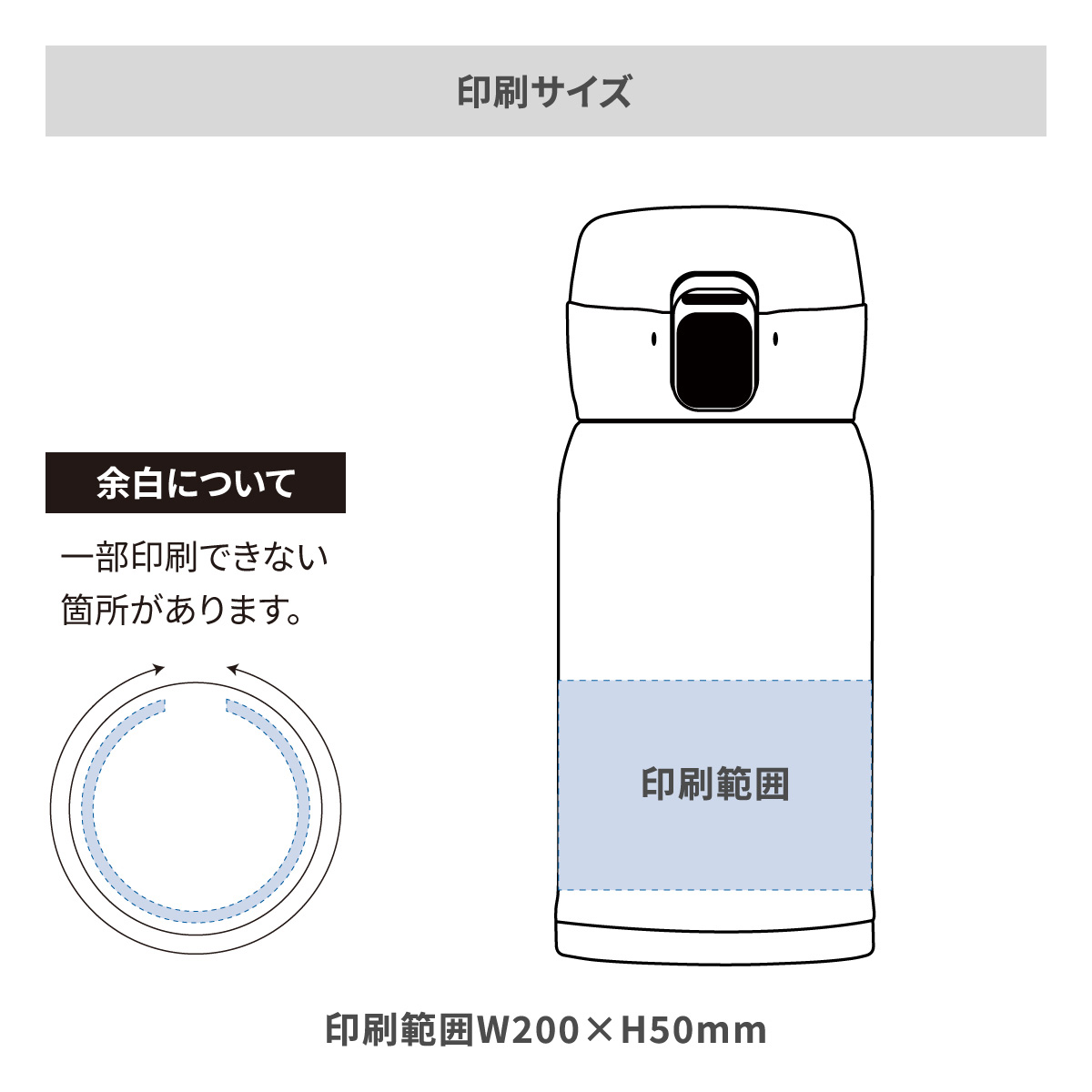 エアリスト 分解できる超軽量ワンタッチボトル 370mlの名入れ範囲