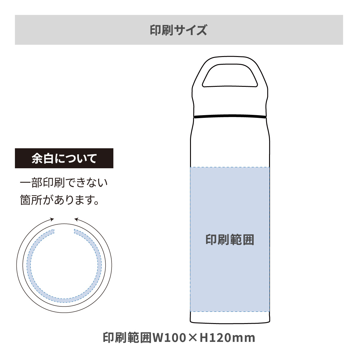 エアリストスポーツ 超軽量ステンレスボトル 持ち手付き 460mlの名入れ範囲