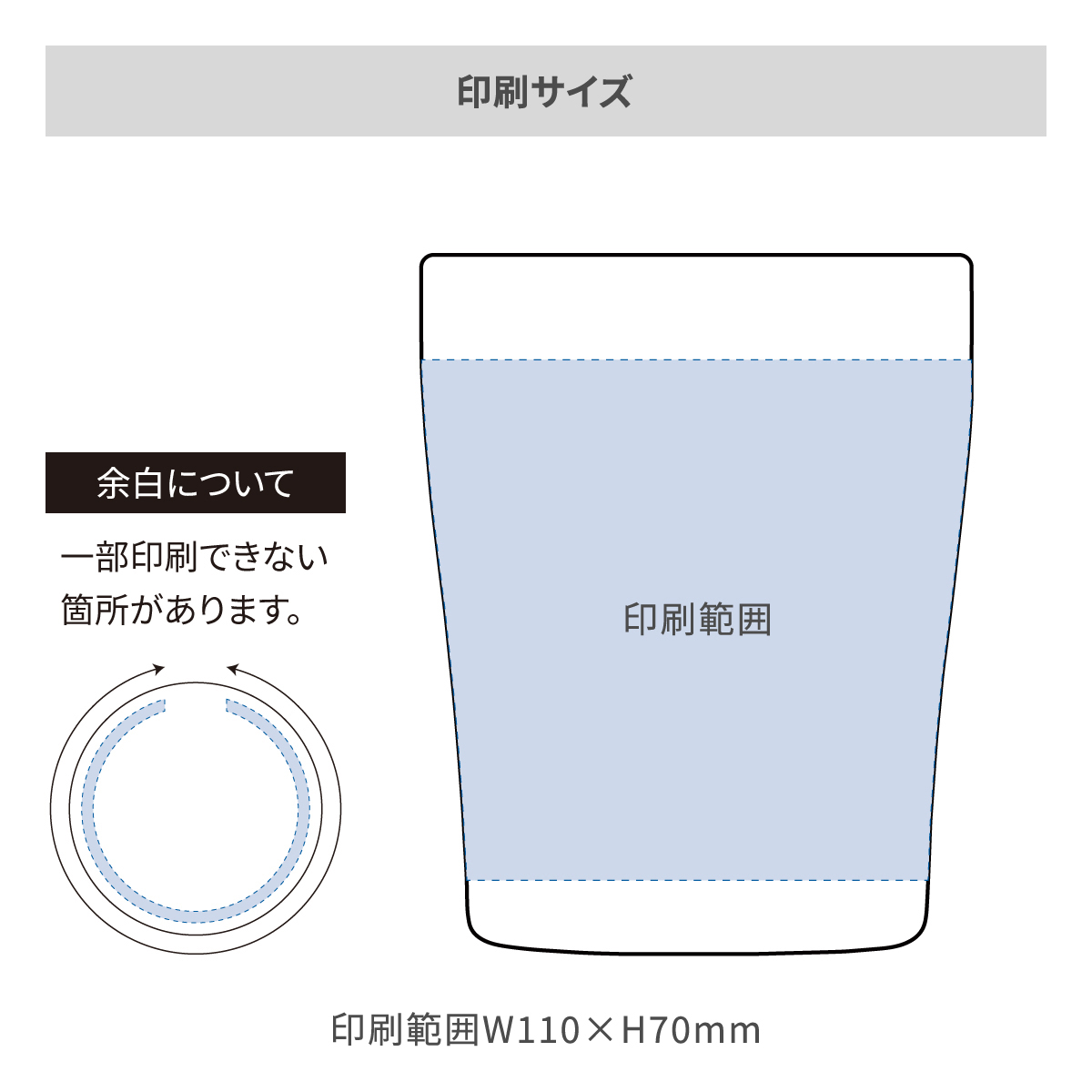 シンクス なめらか飲み口ステンレスタンブラー 250mlの名入れ範囲