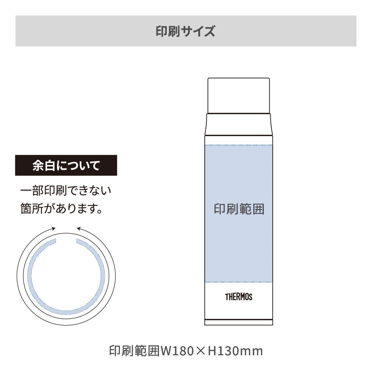 サーモス ステンレスボトル コップタイプ 500ml の名入れ範囲