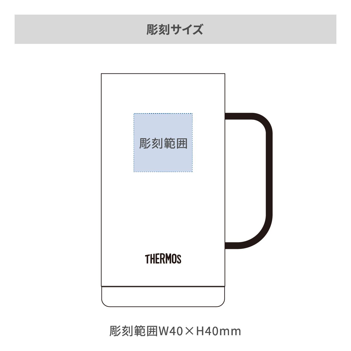 サーモス 真空断熱ジョッキ 720ml の名入れ範囲