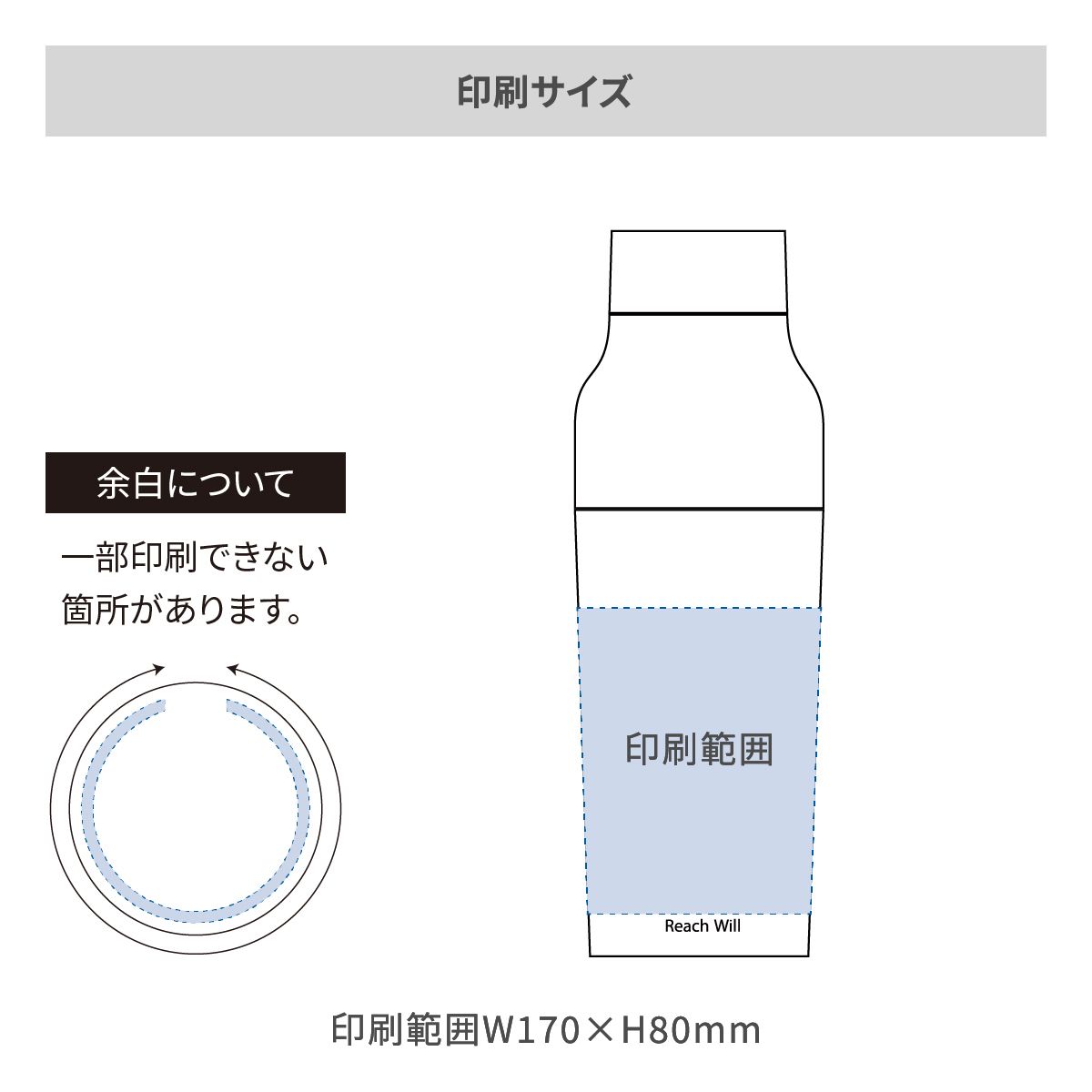 リーチウィル vaseステンレスマグボトル 380mlの名入れ範囲