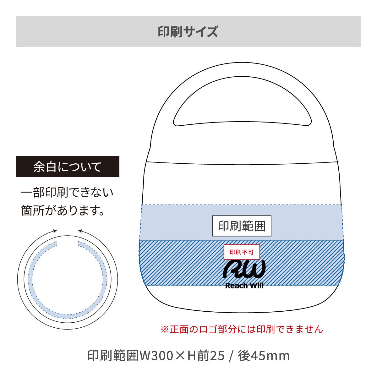 リーチウィル ステンレスランチポット 500mlの名入れ範囲