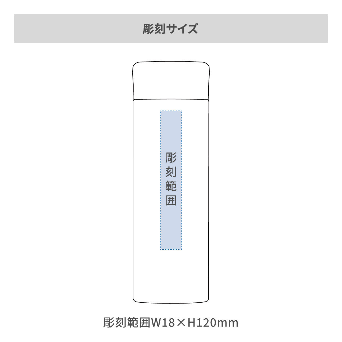 【短納期】スクリューボトル氷止め付き 520mlの名入れ範囲