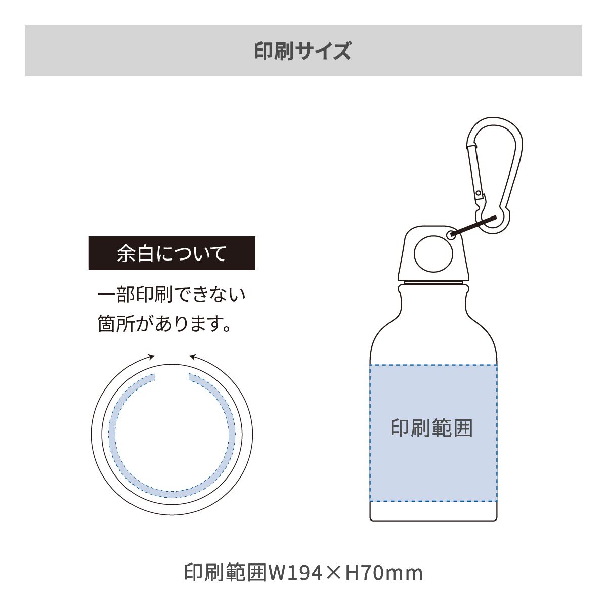 アルミマウンテンボトル 320mlの名入れ範囲