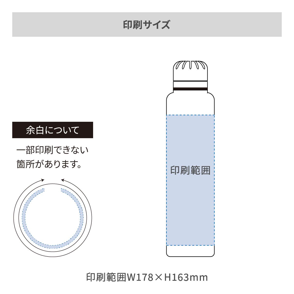 スティックサーモボトルver.2 350mlの名入れ範囲