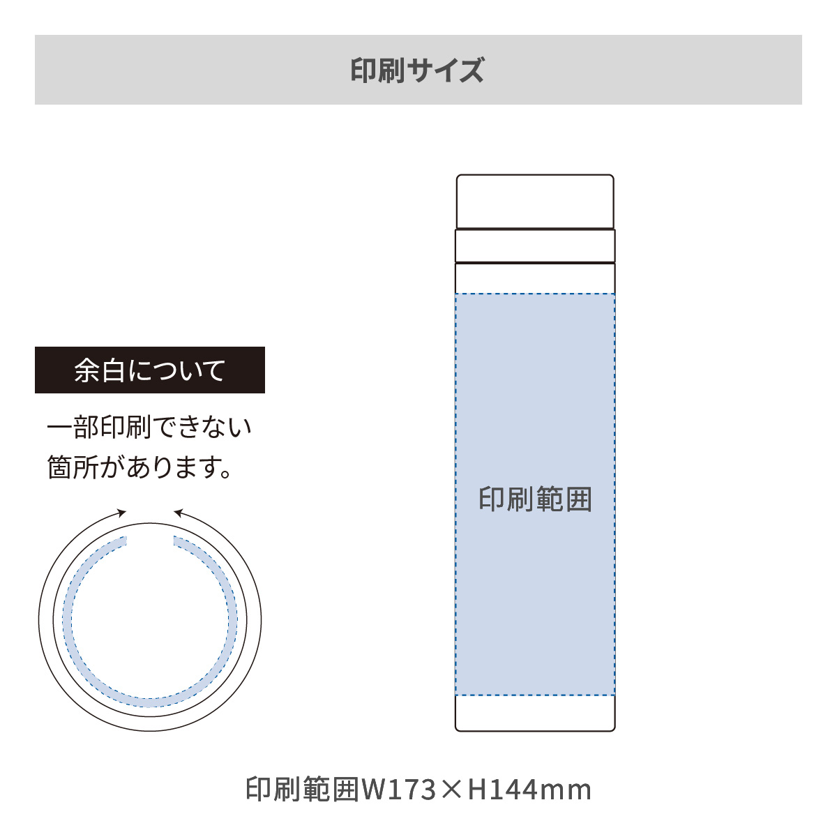 スリムサーモステンレスボトル 300mlの名入れ範囲