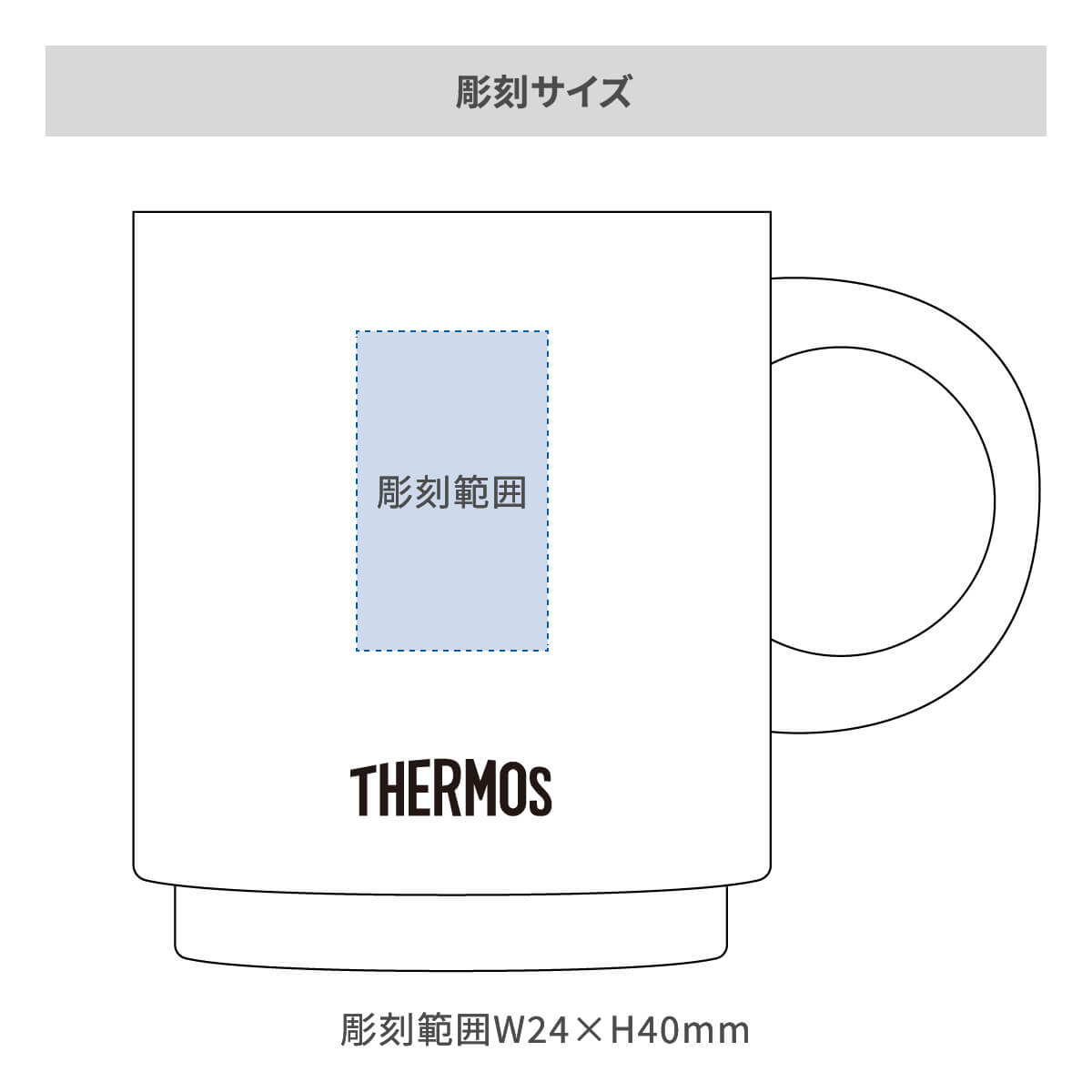 【短納期】サーモス 真空断熱マグカップ 350mlの名入れ範囲