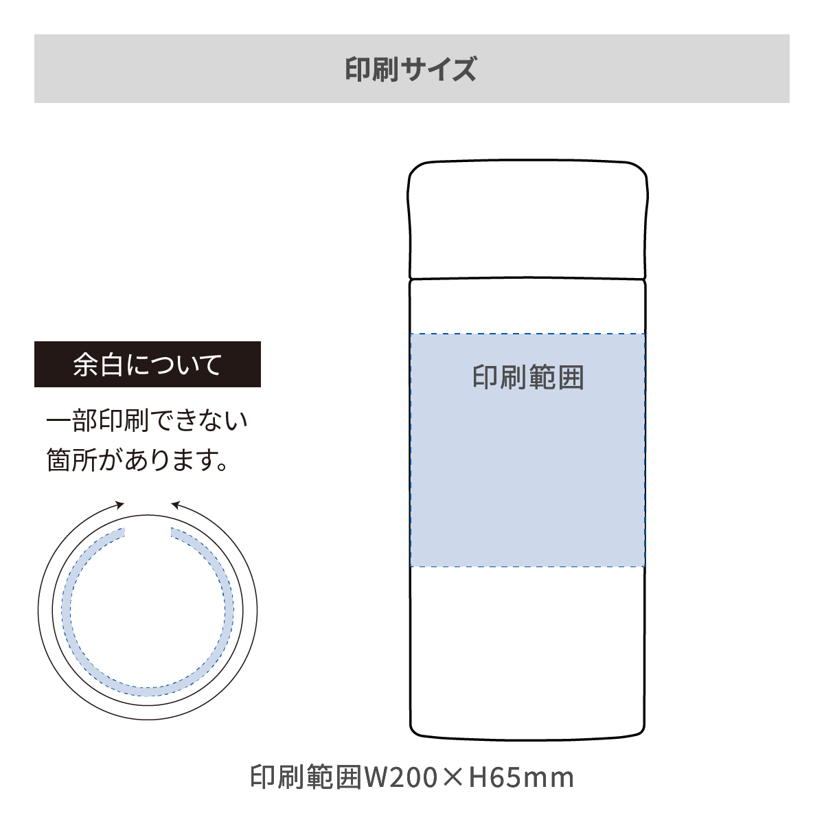 スクリューボトル氷止め付き 360mlの名入れ範囲